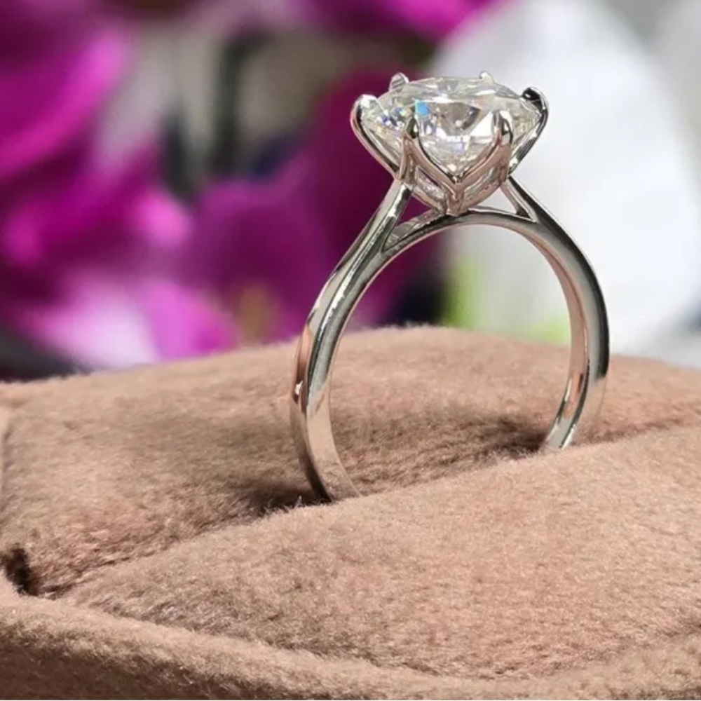 Unique Engagement 4CT Tulip , Cathedral setting ring white gold plated size 8 - Picture 6 of 9